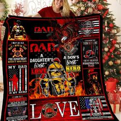 Firefighter Dad 3D Customized Quilt and Home Decor