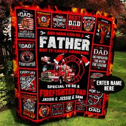 Firefighter Dad Personalized Quilt Blanket Bbb080620Sm and Home Decor