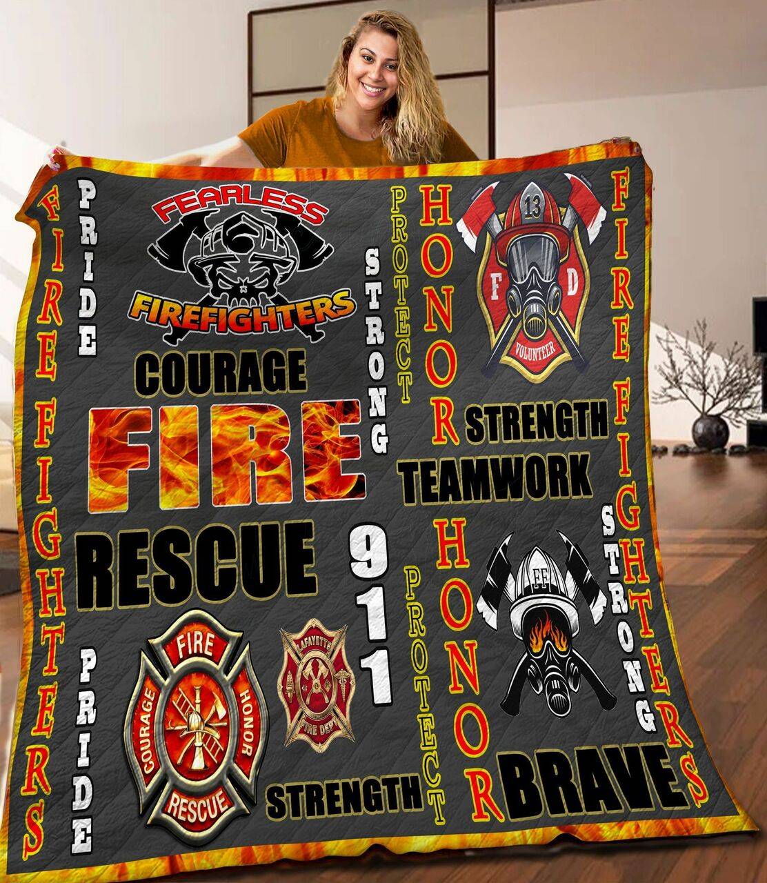Firefighter Quilt Blanket C9B280304MI and Home Decor