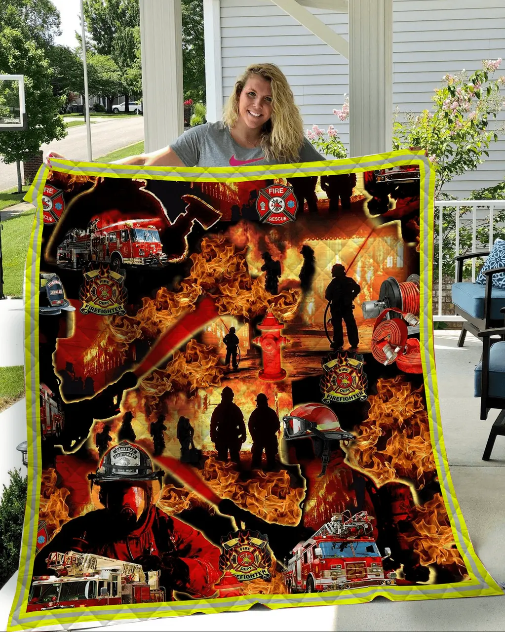 Firefighter Quilt Cao and Home Decor