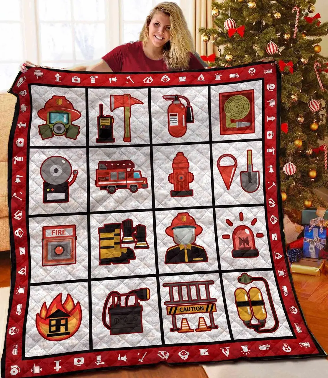 Firefighter Quilt Mde and Home Decor