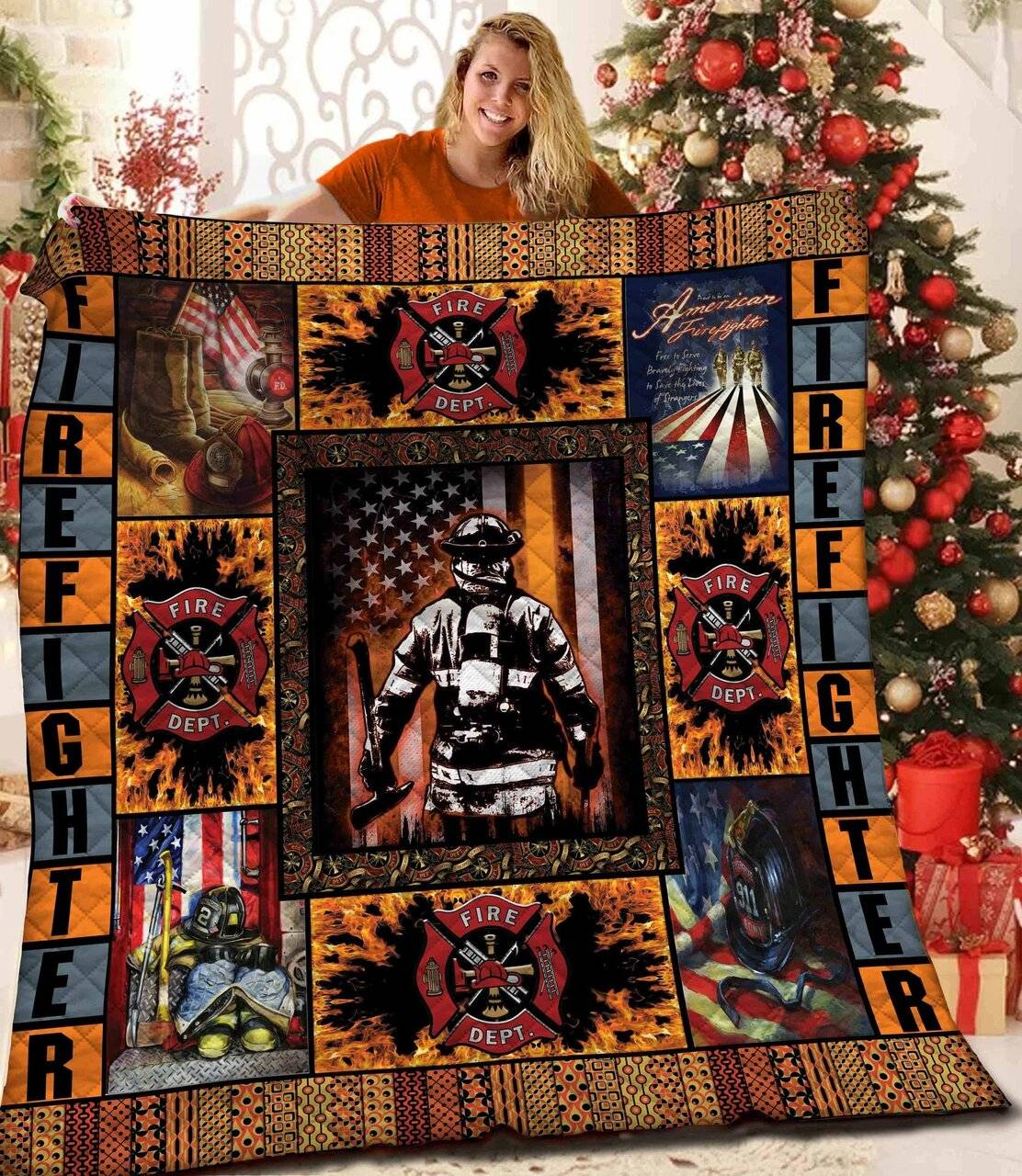 Firefighter Quilt Mdj and Home Decor