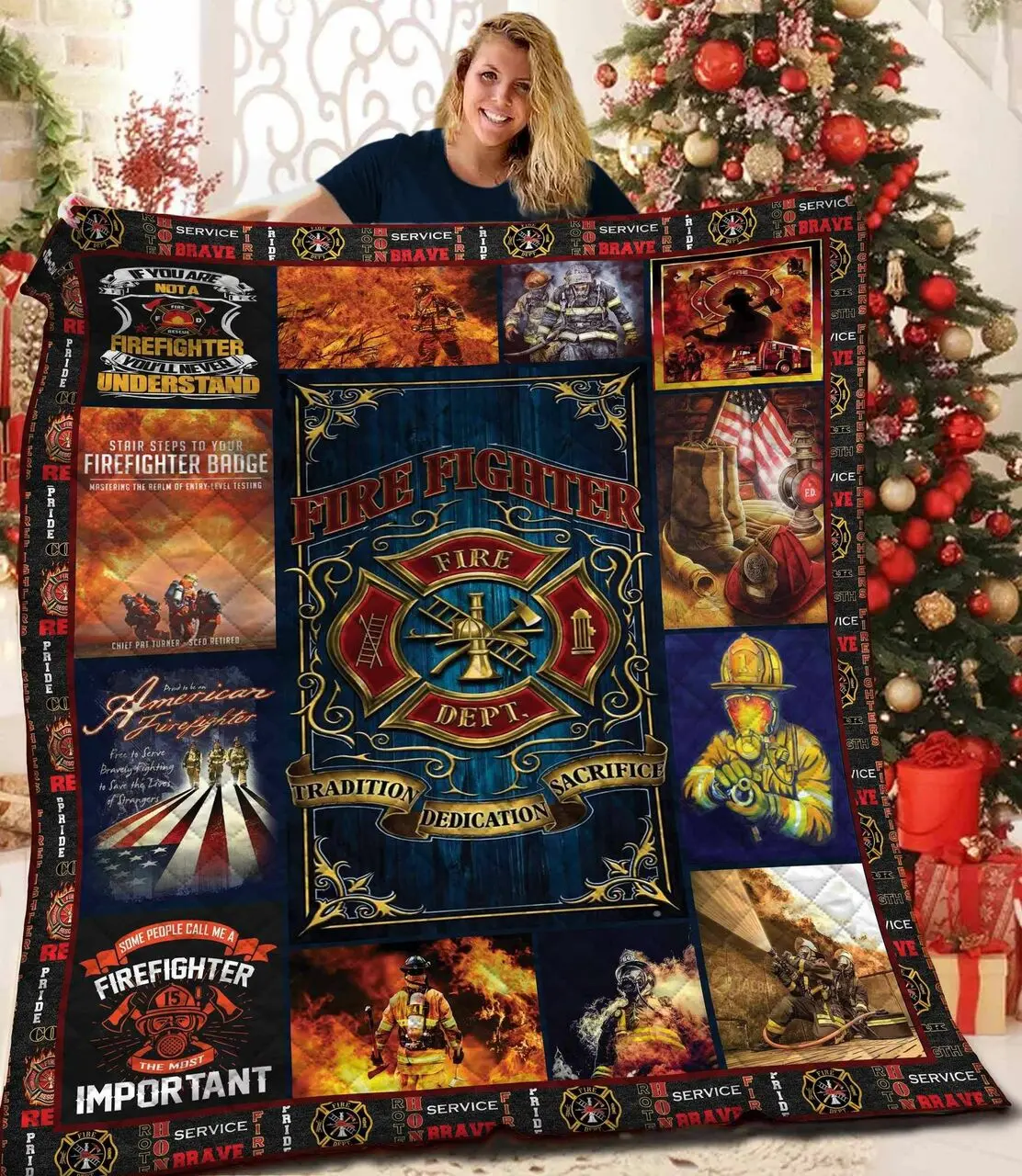 Firefighter Quilt Mdo and Home Decor