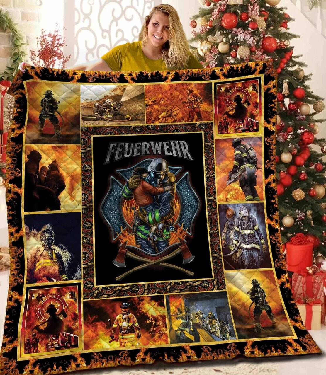 Firefighter Quilt Mdt and Home Decor