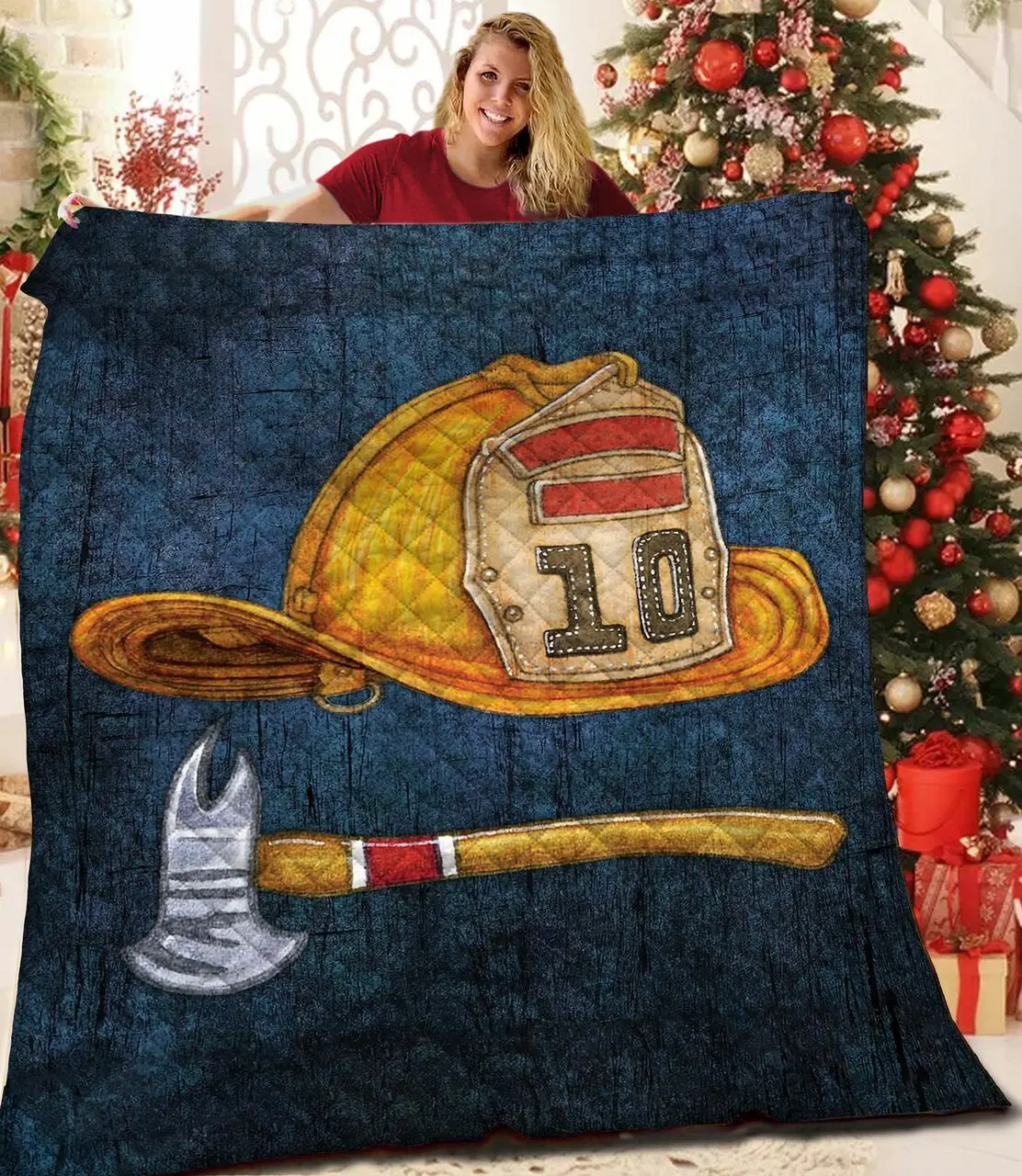 Firefighter Quilt Med and Home Decor