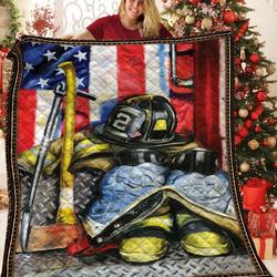 Firefighter Quilt Mes and Home Decor