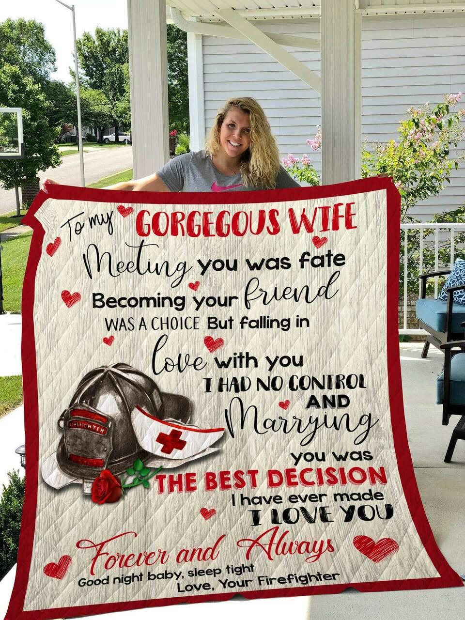 Firefighter X Nurse To My Wife Firefighter And Nurse Hat Blanketfirefighter X Nurse To My Wife Firefighter And Nurse Hat Blanket Quilt and Home Decor