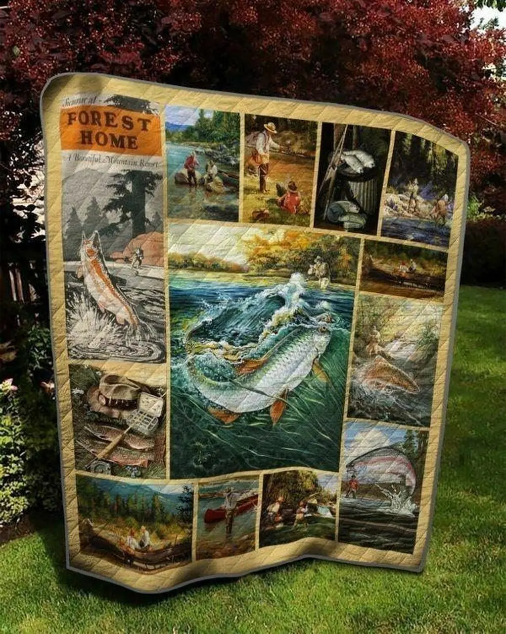 Fishing Ah Quilt Derqlo and Home Decor
