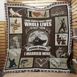 Fishing Couple Some People Wait Their Whole Lives Quilt Blanket Great Customized Gifts For Birthday Christmas Thanksgiving ValentineS Day Wedding Perfect Gifts For Fishing Lover and Home Decor