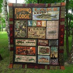 Fishing Fishing Lodge Cla18120636Q Quilt Blanket and Home Decor