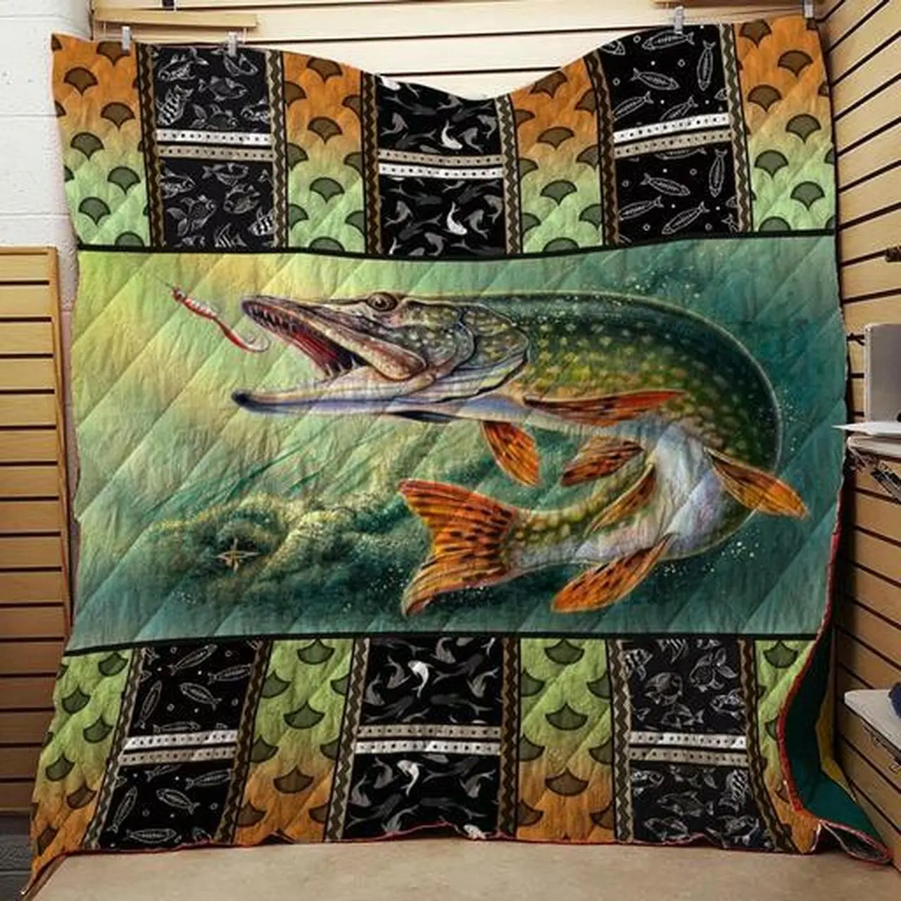 Fishing Washable Handmade Quilt 1212-02 and Home Decor