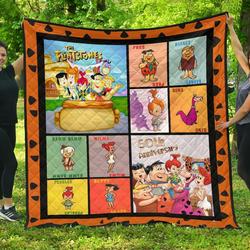 Flintstone 60Th Anniversary Cartoon Fan Gift Quilt and Home Decor
