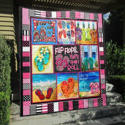 Flip Flops That Is How I Row Quilt Blanket Vh09  Quilt and Home Decor