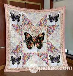 Floral Butterfly Quilt Blanket Lu88  Quilt and Home Decor