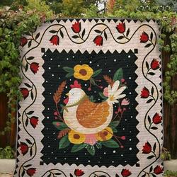Floral Chicken Clt180621 Quilt Blanket and Home Decor