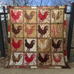 Floral Chickens Quilt Blanket Tr12  Quilt and Home Decor