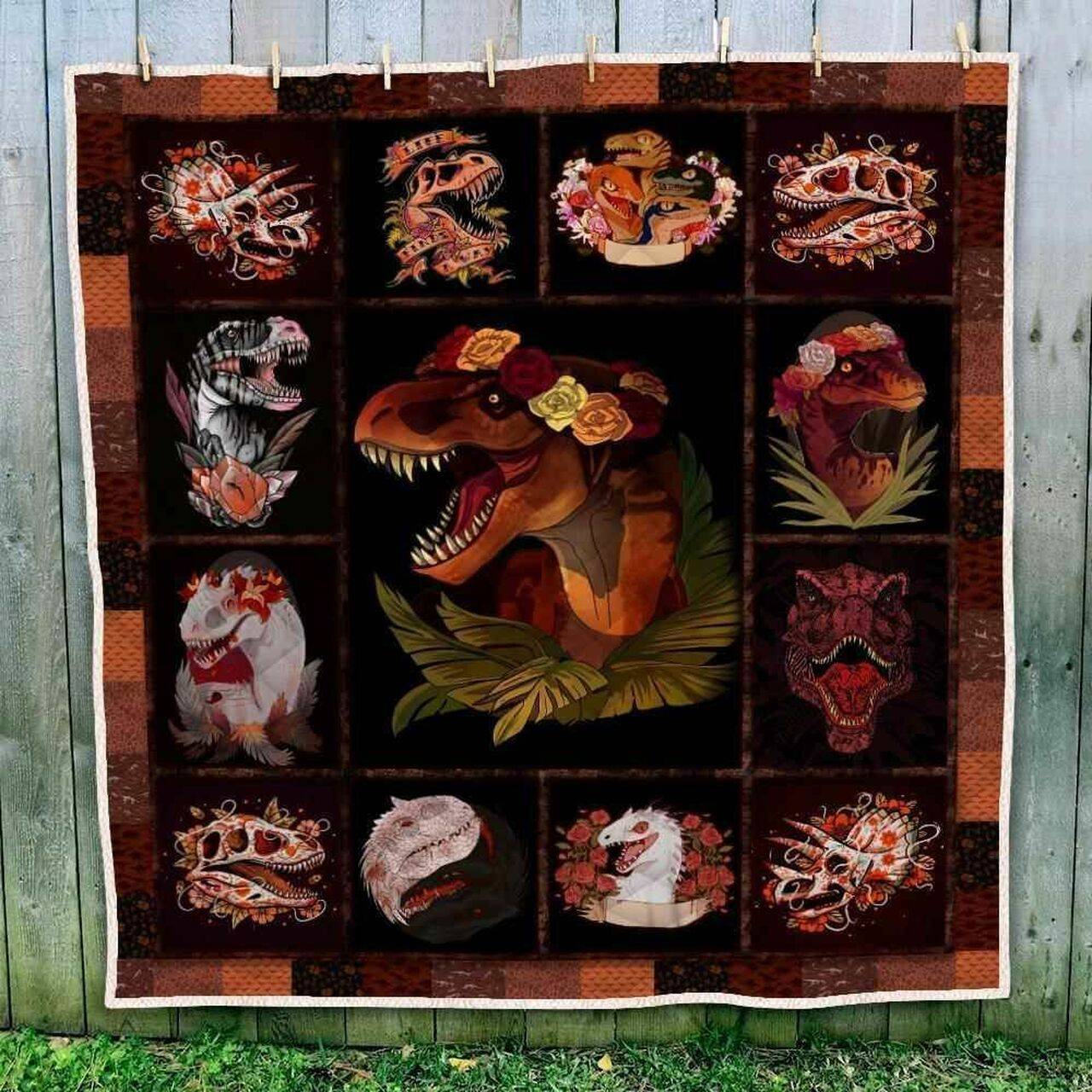 Floral Dinosaur Blanket Th0509 Quilt and Home Decor