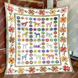 Floral Horse Quilt Blanket Yhl3  Quilt and Home Decor