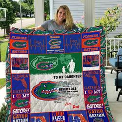 Florida Gators  To My Daughter  Love Dad Quilt Blanket and Home Decor