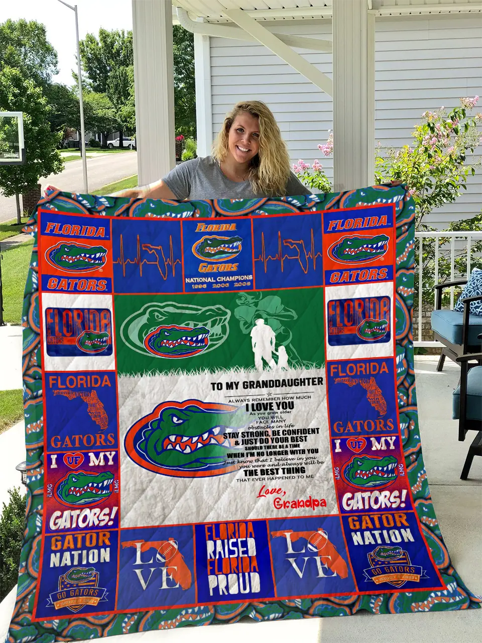 Florida Gators - To My Granddaughter - Love Grandpa Quilt and Home Decor
