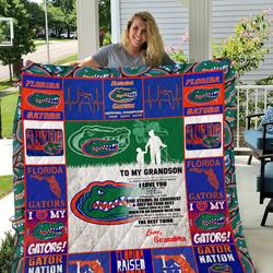 Florida Gators - To My Grandson - Love Grandmom Quilt and Home Decor