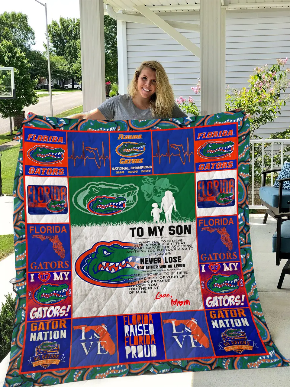 Florida Gators - To My Son - Love Mom Quilt and Home Decor