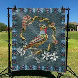 Flower Bird DHCCNA0909 Quilt Blanket and Home Decor