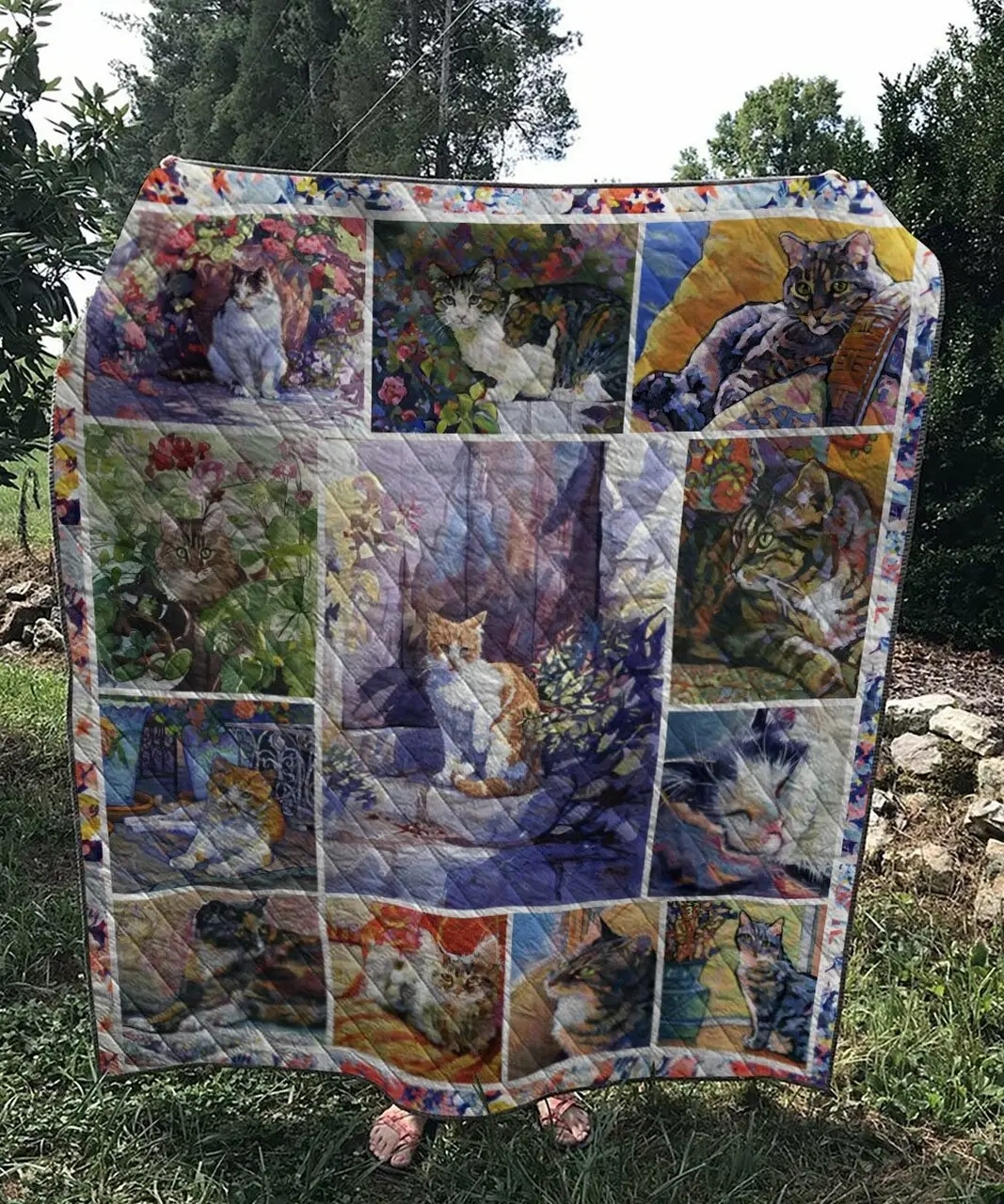 Flower Cat Quilt and Home Decor