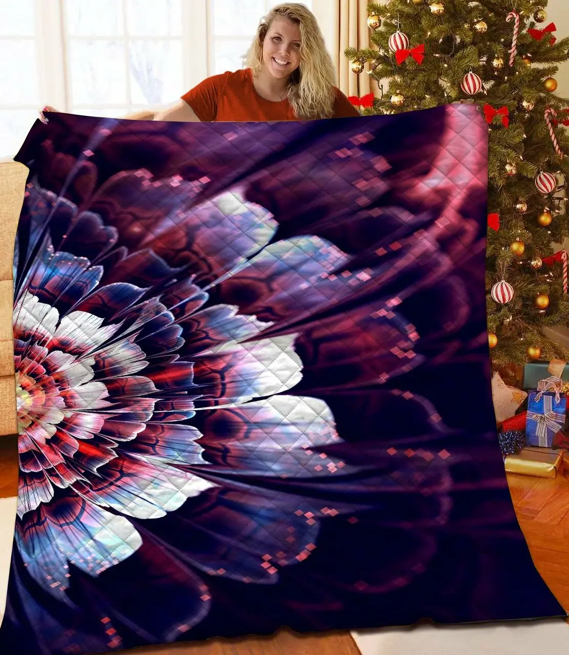 Flower Quilt Iom and Home Decor
