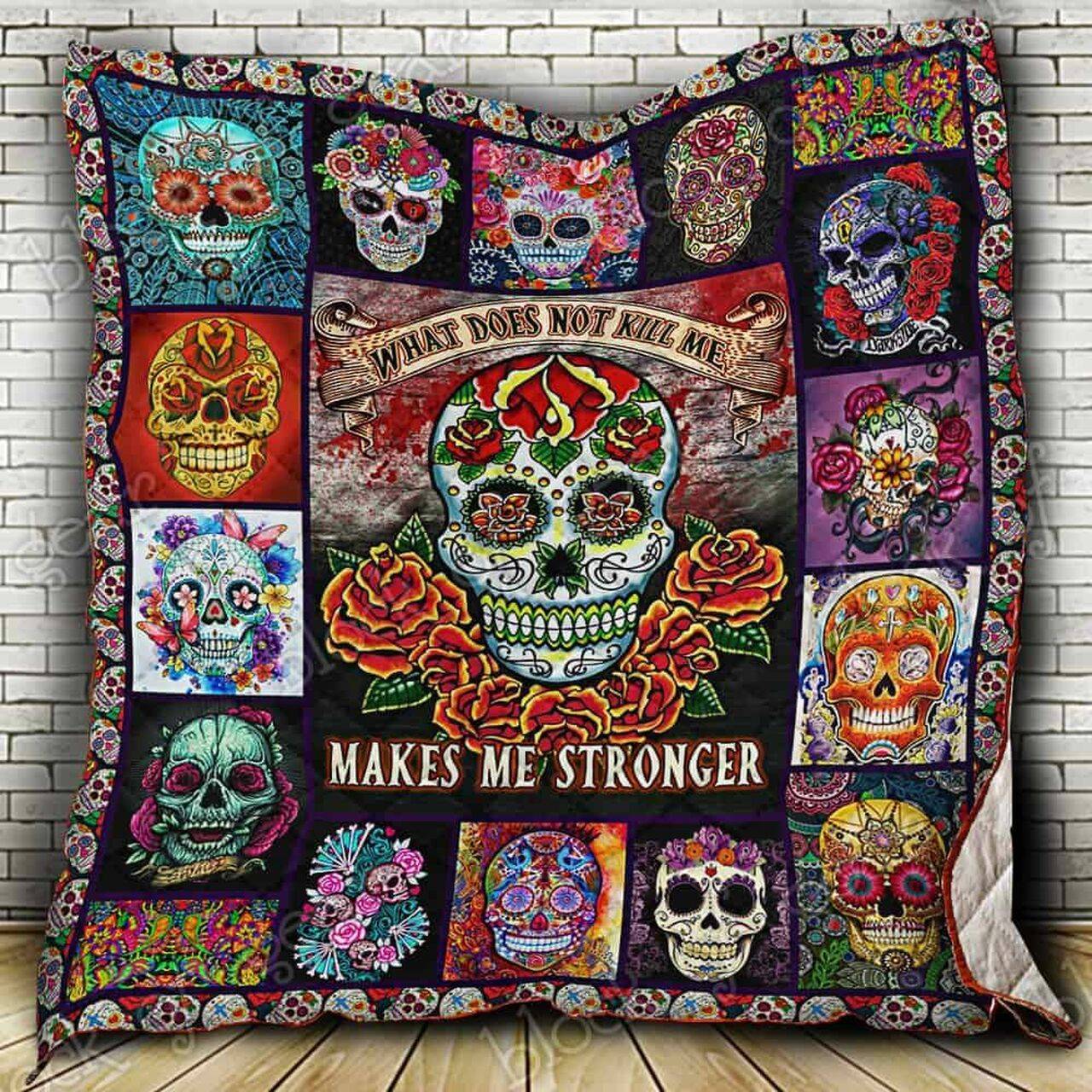 Flower Skull Cl18100284Mdq Quilt Blanket and Home Decor