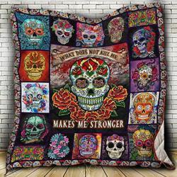 Flower Skull Cl18100284Mdq Quilt Blanket and Home Decor