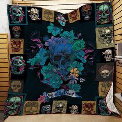 Flowery Skull Gothic Quilt Blanket ABC07113936 and Home Decor