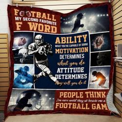 Football Attitude Determines How Well You Do It Quilt Blanket Great Customized Blanket Gifts For Birthday Christmas Thanksgiving and Home Decor