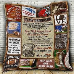 Football Grandson Love Grandma Blanket Kc13071 Quilt and Home Decor