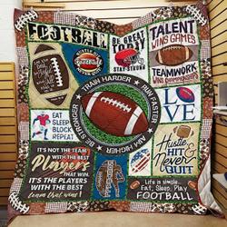 Football Talent Wins Game Teamwork Wins Championships Quilt Blanket Great Customized Blanket Gifts For Birthday Christmas Thanksgiving and Home Decor