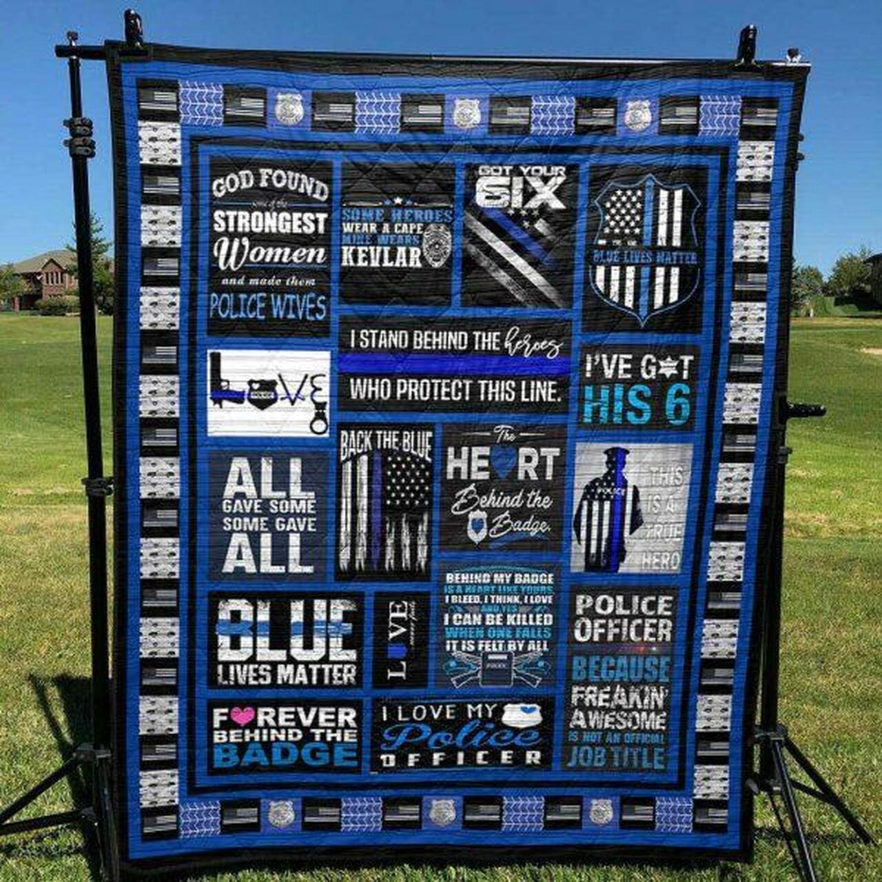 Forever Behind The Badge Quilt Blanket No96 Quilt and Home Decor