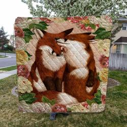 Fox HVT160923 Quilt Blanket Sleepy and Home Decor