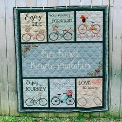 Free Floral Bicycle Printables Quilt Blanket and Home Decor