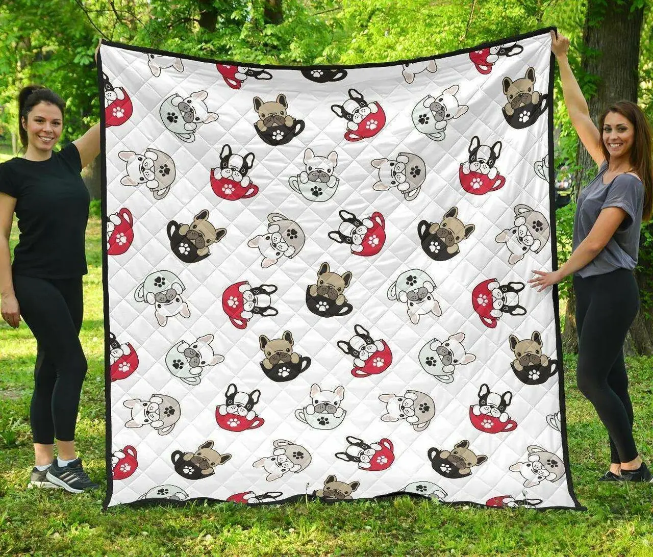 French Bulldog Cup Paw Pattern DHCDHC DT1910 Quilt Blanket and Home Decor