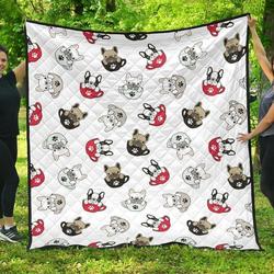 French Bulldog Cup Paw Pattern DHCDHC DT1910 Quilt Blanket and Home Decor