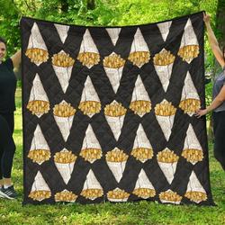French Fries Dark Background DHCDHC DT1910 Quilt Blanket and Home Decor