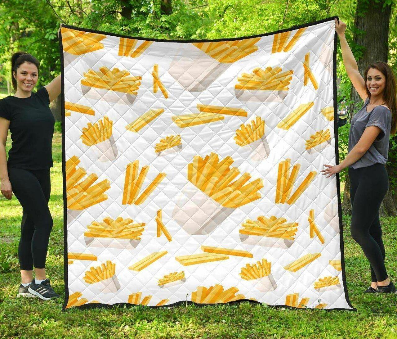 French Fries White Paper Box Pattern DHCDHC DT1910 Quilt Blanket and Home Decor
