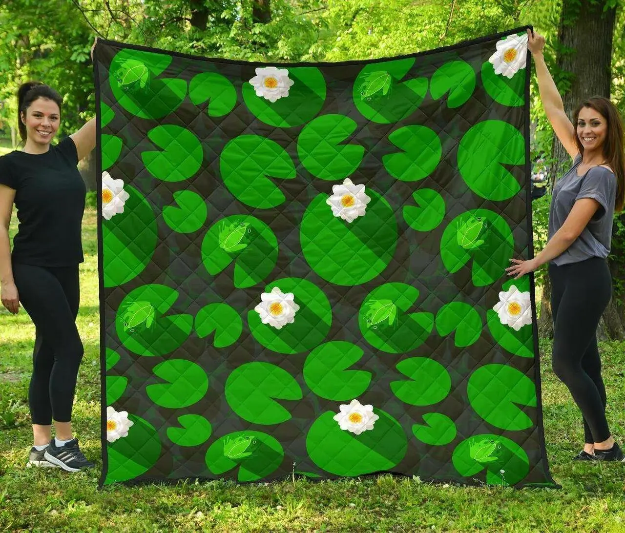 Frog Waterlily Pattern DHCDHC DT1910 Quilt Blanket and Home Decor