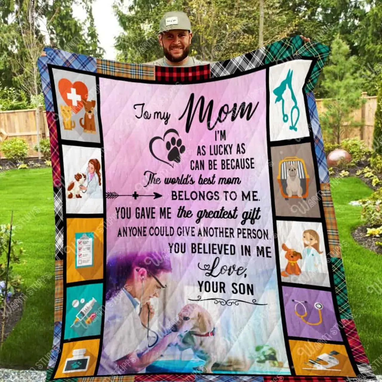 From Son, My Mom Saving Animals Washable Quilt P68 and Home Decor