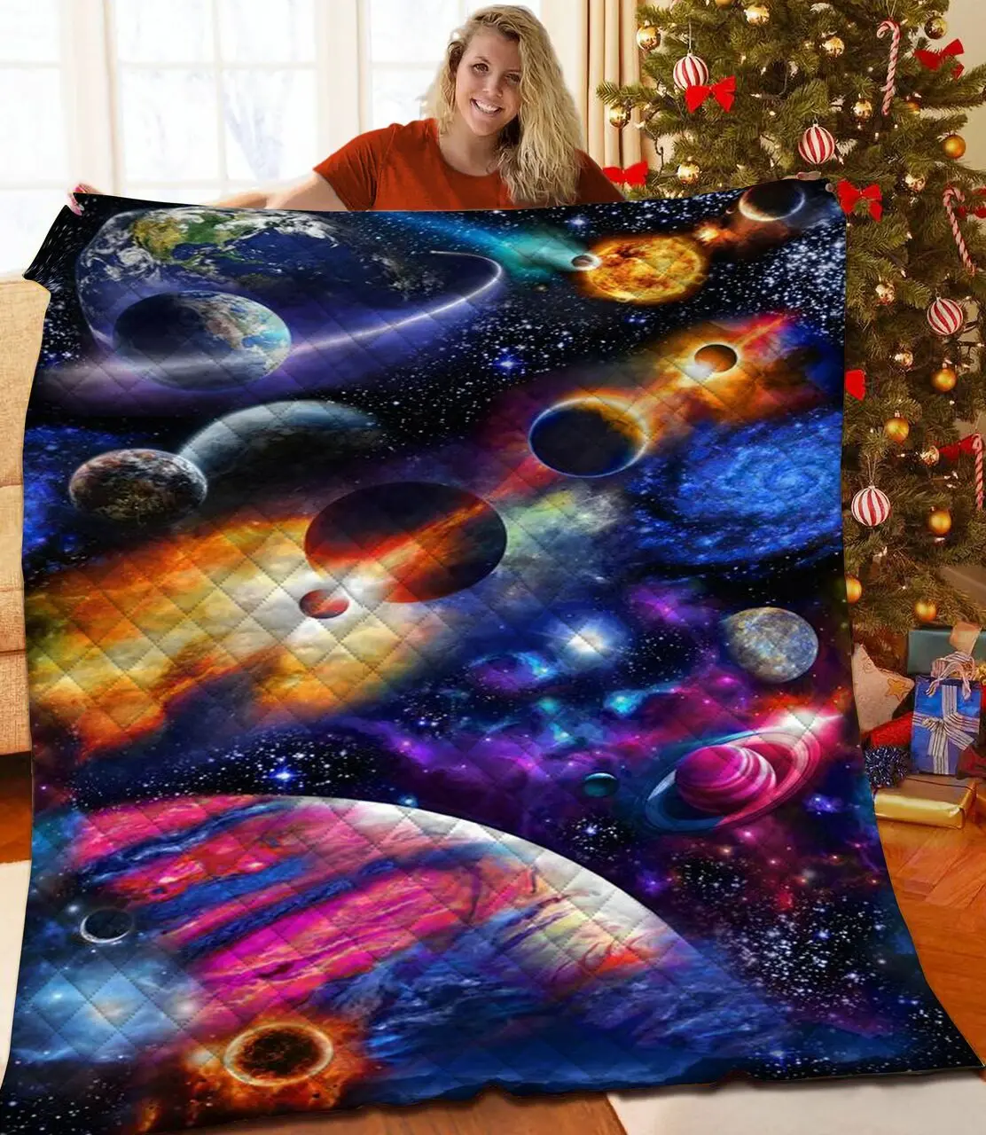 Galaxy Planet Quilt Fyp and Home Decor