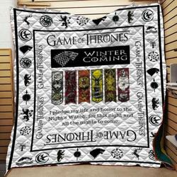 Game Of Thrones Quilt Style While and Home Decor