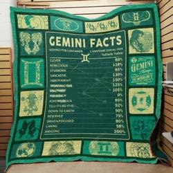 Gemini Horoscope Gemini Facts Quilt Blanket Great Customized Blanket Gifts For Birthday Christmas Thanksgiving and Home Decor