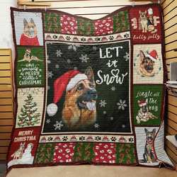 German Shepherd Christmas Let It Snow Quilt Blanket Great Customized Blanket Gifts For Birthday Christmas Thanksgiving and Home Decor