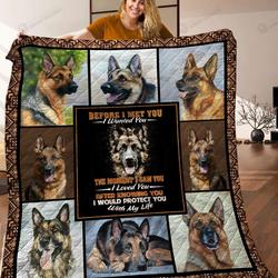 German Shepherd I Would Protect You With My Life Quilt Blanket Great Customized Blanket Gifts For Birthday Christmas Thanksgiving and Home Decor