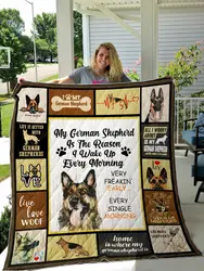 German Shepherd Is The Reason I Wake Up Every Morning Quilt Blanket Great Customized Blanket Gifts For Birthday Christmas Thanksgiving and Home Decor